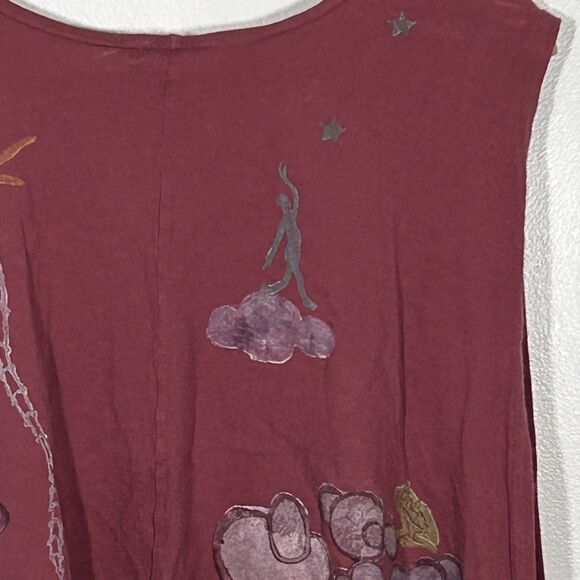 Blue Fish Vest OS Hand Painted Pockets Lagenlook Topper Cotton USA Art Artsy - Picture 4 of 11